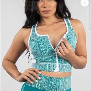 Buffbunny Jacquard Blue Zip Up Bra